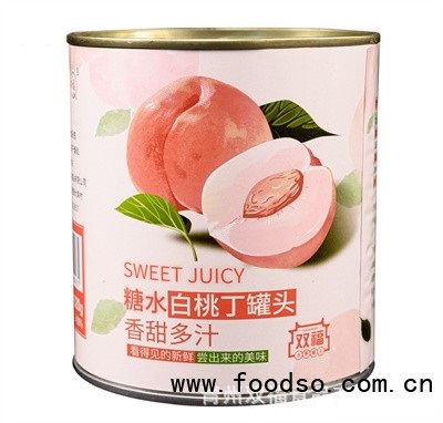 雙福食品白桃丁罐頭飲品店奶茶店供應(yīng)水果罐頭