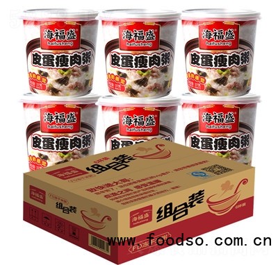 海福盛皮蛋瘦肉粥早餐速食粥6杯裝速溶方便早飯夜宵營(yíng)養(yǎng)代餐粥箱裝